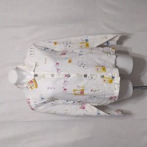 Hot Cotton Marc Ware 100% Linen Floral Top Medium Boho Chic Cottagecore Spring